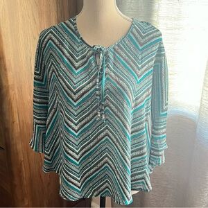 Stoosh Teal and Black Chevron Blouse